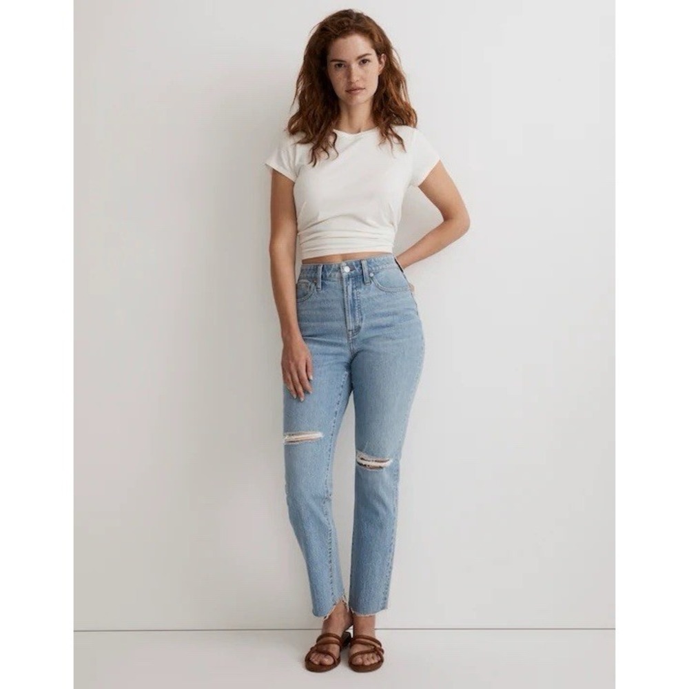 Madewell The Curvy Perfect Vintage Jeans Distressed Light High Rise Denim Sz 25